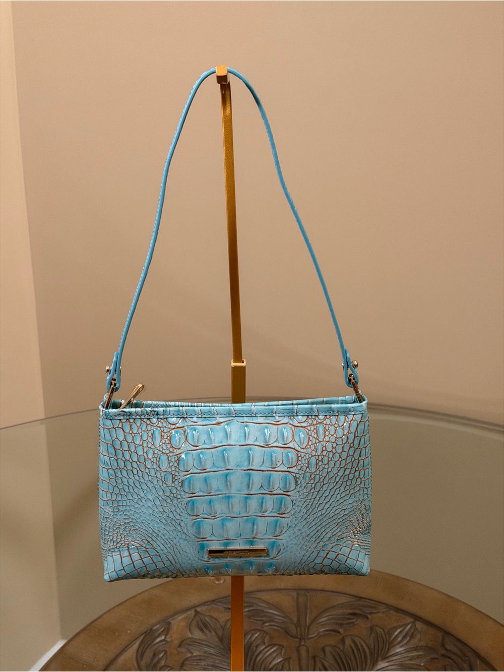 Brahmin  Lorelei Crossbody Turquoise Croc-Embossed Shoulder Bag